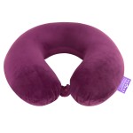 VIAGGI U Shape Round Memory Foam Soft Travel Neck Pillow for Neck Pain Relief Cervical Orthopedic Use Comfortable Neck Rest Pillow - Eggplant